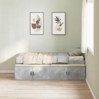 Opbergbedframe met opslag Betongrijs 100 x 200 cm Bewerkt hout