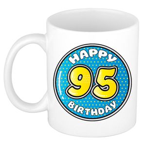 Verjaardag cadeau mok - 95 jaar - blauw - 300 ml - keramiek