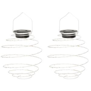 Hanglamp - 2x - solar verlichting - wit - D16 cm - metaal - tuinverlichting