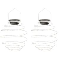 Hanglamp - 2x - solar verlichting - wit - D16 cm - metaal - tuinverlichting