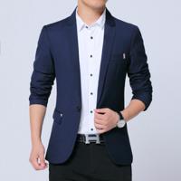 Mannen casual pak Self-teelt Business blazer maat: XL (Navy)