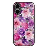 iPhone 16 glazen hardcase - Rosy blooms