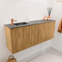 Toiletmeubel Mondiaz Joya Dlux | 100 cm | Meubelkleur Oak | Faye wastafel Sombra Wasbak Links | 1 kraangat