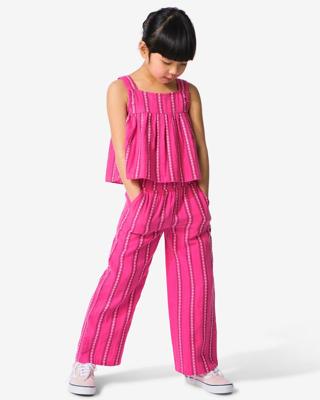 HEMA Kinderbroek wide fit strepen donkerroze (donkerroze)