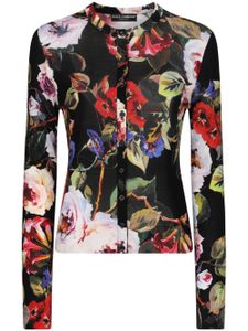 Dolce & Gabbana cardigan en soie à fleurs - Noir