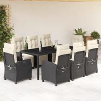 9-delige Tuinset poly rattan zwart
