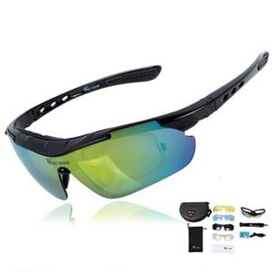 WEST BIKING Motorfiets Fietsbril Multilayer Mirror Lens Powersports Zonnebril - Zwart