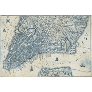 Fotobehang - Old Vintage City Map New York 384x260cm - Vliesbehang