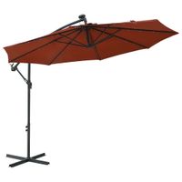 Zweefparasol met LED-verlichting en stalen paal terracotta - thumbnail