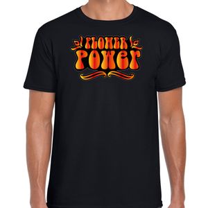 Hippie t-shirt voor heren - flower power - oranje/rood - jaren 60 themafeest