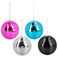 Disco spiegelballen set 4x stuks - mix kleuren - Dia 15 cm - Seventies/eighties thema versiering - thumbnail