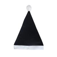 Voordelige kerstmuts - zwart - voor volwassenen - polyester - 59 cm - kerstaccessoires