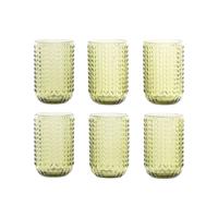Glazenset Home ESPRIT Groen Kristal Met reliëf 420 ml (6 Stuks)