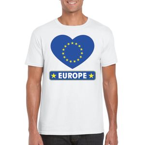 Europa hart vlag t-shirt wit heren