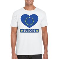 Europa hart vlag t-shirt wit heren