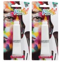 Atosa grimeer schmink - 2x - voor grotere vlakken - wit - 30 gram - carnaval/verkleed thema