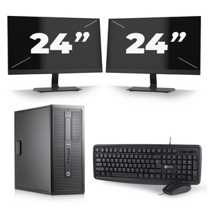HP EliteDesk 800 G1 Tower - Intel Core i3-4e Generatie - 8GB RAM - 256GB SSD - Windows 10 + 2x 24 inch Monitor
