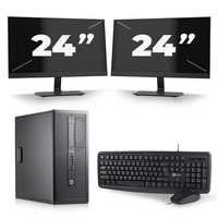 HP EliteDesk 800 G1 Tower - Intel Core i7-4e Generatie - 16GB RAM - 256GB SSD - Windows 10 + 2x 24 inch Monitor
