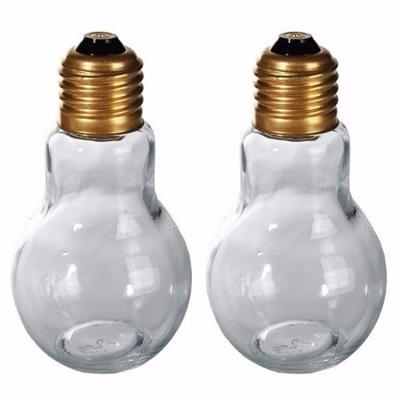 Zout/peper strooier dispenser - 2x - gloeilamp vorm - 11 cm - glas - keukendecoratie