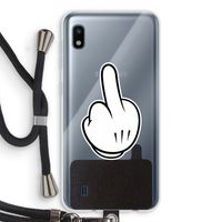 Middle finger white: Samsung Galaxy A10 Transparant Hoesje met koord