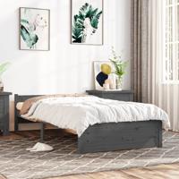 Bedframe massief hout grijs 75x190 cm