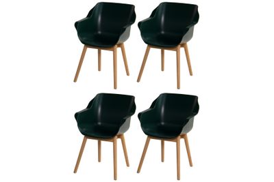 Set van 4 - Hartman Sophie Studio dining armstoel - Night green - Teak poot
