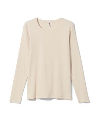 HEMA Dames T-shirt Clara Rib Gebroken Wit (gebroken wit)