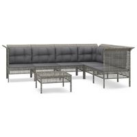 The Living Store Loungeset - PE-rattan - grijs - modulair - 65x65x75cm - comfortabel