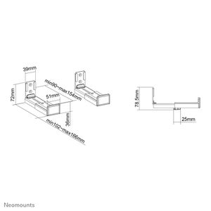 Neomounts AWL29-550BL1 Soundbar steun bevestiging