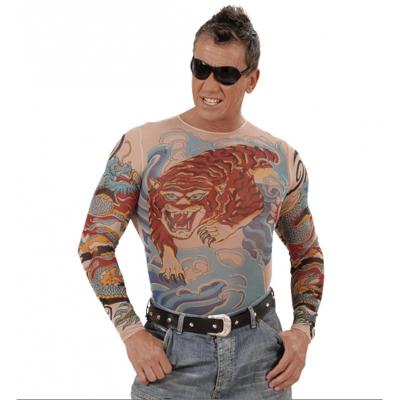Carnaval verkleed shirt - Tatoeages - tijger en draak - heren - one size - Bikers