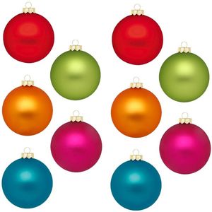 36x stuks kleine glazen kerstballen gekleurd mix 4 cm - Kerstbal