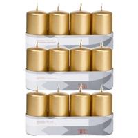 Trend Candles Cilinderkaarsen - 12x - goud - 5 x 10 cm - 18 branduren - geurloos - wax - kaarsen
