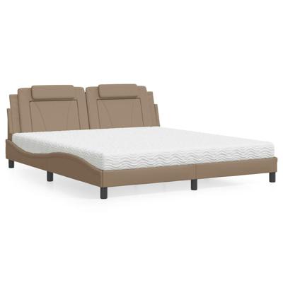 Bed met matras kunstleer cappuccinokleurig 180x200 cm