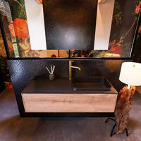 Badkamermeubelset Mondiaz Erin 120 cm met 1 Lade met RIDGE Wastafel Rechts Urban met 1 kraangat Greeploos Mat Washed Oak