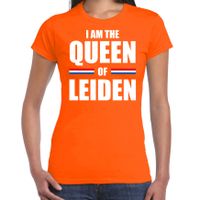 I am the Queen of Leiden Koningsdag t-shirt oranje voor dames - thumbnail