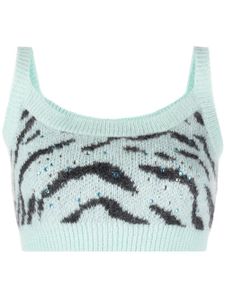 Alessandra Rich haut crop en maille intarsia - Bleu