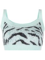 Alessandra Rich haut crop en maille intarsia - Bleu - thumbnail