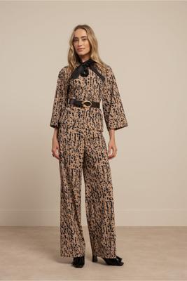 Lexie block trousers - latte/dark blue - 13507