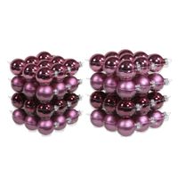 72x stuks glazen kerstballen cherry roze (heather) 4 en 6 cm mat/glans