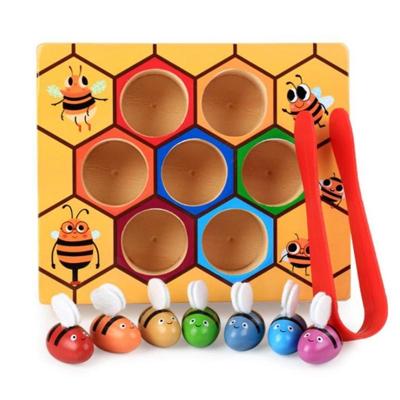 Houten Bijenkorf spelletjes Montessori vroege jeugd onderwijs kleur cognitie speelgoed