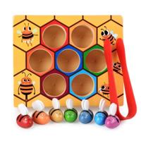 Houten Bijenkorf spelletjes Montessori vroege jeugd onderwijs kleur cognitie speelgoed