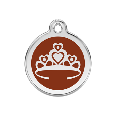 Crown Brown roestvrijstalen hondenpenning medium/gemiddeld dia. 3 cm - Reddingo