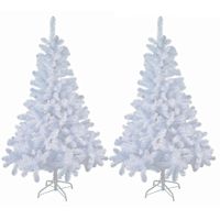 2x stuks kunst kerstbomen/kunstbomen wit 90 cm