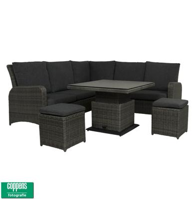 Qopps Aruba lounge dining set met in hoogte verstelbare tuintafel