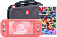 Nintendo Switch Lite Koraal + Mario Kart 8 Deluxe + Bigben Beschermtas