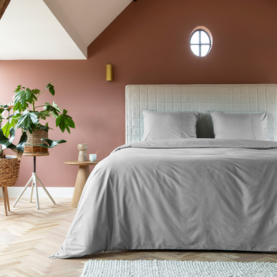 Presence Egyptisch Katoen Uni Lits-jumeaux XL (260 x 200/220 cm + 2 kussenslopen), Kleur: Grijs Dekbedovertrek