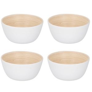 4x Bamboehouten chips schaaltje wit 12 cm - Snack en tapasschalen