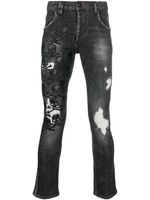 Philipp Plein jean Skull & Bones à logo brodé - Gris