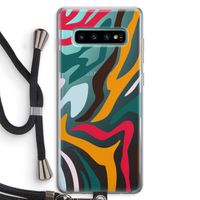Colored Zebra: Samsung Galaxy S10 Plus Transparant Hoesje met koord