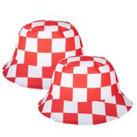 Carnaval vissershoedje Brabant - 2x - zonnehoedje - rood/wit - voor volwassenen